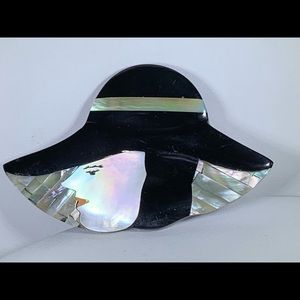 Vintage Classy Lady Brooch Pin Abalone & Pearl